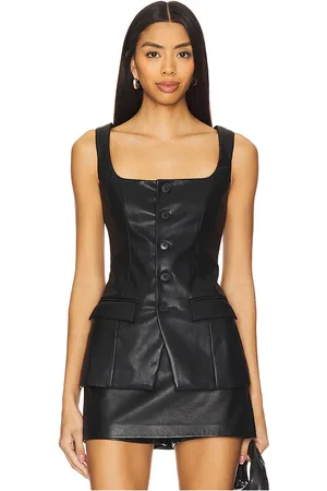 Lovers And Friends Kara faux leather top en color talla M en - Black. Talla M (también en S, XS).