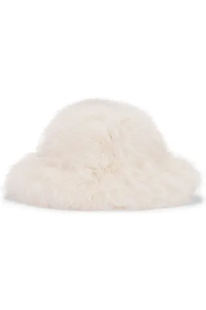 Adrienne Landau Sombrero faux fur rimmed en color blanco talla all en - White. Talla all.