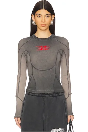 Alexander Wang Camiseta de manga larga con logo de cuchilla en color charcoal talla S en - Charcoal. Talla S (también en X