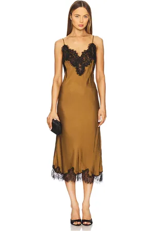 A.L.C. Vestido con detalle de encaje lennon en color marrón talla M en - Brown. Talla M (también en S).