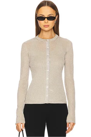 A.L.C. Cárdigan fisher en color neutral metálico talla L en - Metallic Neutral. Talla L (también en M, S, XS).