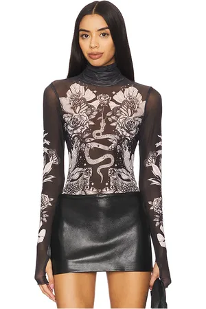AFRM Top cuello vuelto en color negro talla S en - Black. Talla S (también en XS).