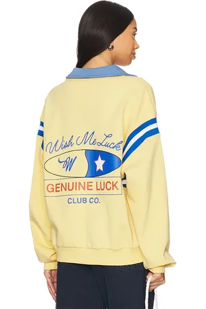 Wish Me Luck Polo de manga larga en color talla L en - Yellow. Talla L (también en M, XL/1X, XS).
