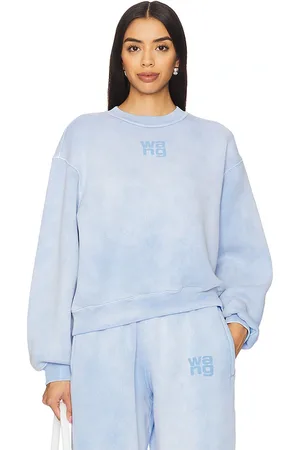 Alexander Wang Sudadera con capucha y logotipo de pintura en relieve essential en color bebe azul talla S en - Baby Bl