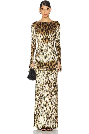 LAPOINTE Vestido con cuello barco en color bronce talla L en - Tan. Talla L (también en M, XS).