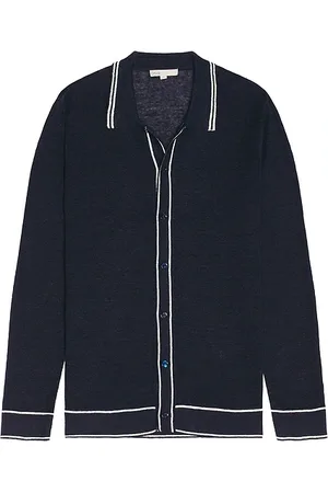 ONIA Cotton linen long sleeve sweater polo en color azul talla L en - Blue. Talla L (también en S, XL/1X).