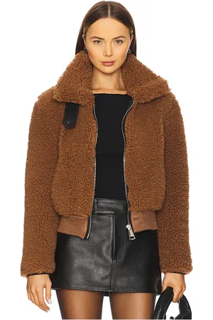 SAM. Chaqueta sherpa con cuello isla en color marrón talla L en - Brown. Talla L (también en M, S).