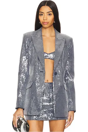 Camila Coelho Mori blazer en color plateado metálico talla L en - Metallic Silver. Talla L (también en XS, XXS).