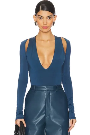 LAPOINTE Body con cuello en v en color azul talla L en - Blue. Talla L (también en S, XS).