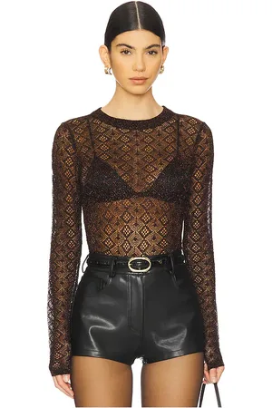 AUTUMN CASHMERE Camiseta de cuello redondo de punto abierto en color negro talla L en - Black. Talla L (también en S, XL