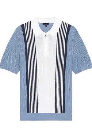 Reiss Berlin half zip stripe colourblock textured polo en color bebe azul talla L en - Baby Blue. Talla L (también en S, XL/1X).