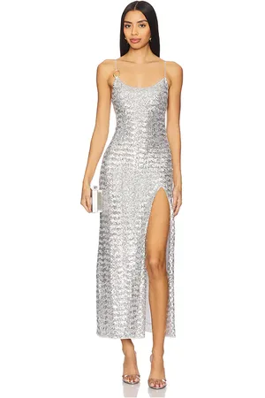Oseree Vestido largo paillettes en color metálico talla M en - Metallic Silver. Talla M (también en S).