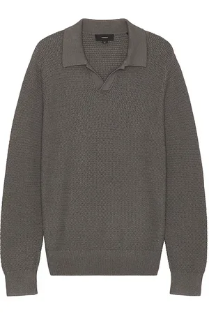 Vince Craftsman rib johnny polo en color gris talla L en - Grey. Talla L (también en M, S, XL/1X).