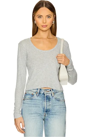 Bobi Cropped longsleeve top en color gris talla L en - Grey. Talla L (también en M, S, XS).