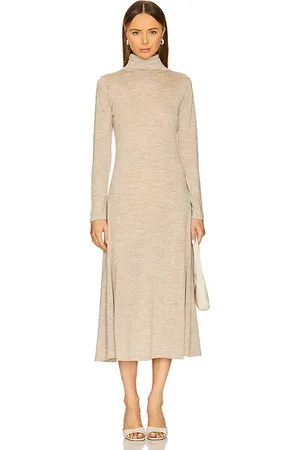Ralph Lauren Vestido de cuello alto en mezcla de lana en color beige talla L en - Beige. Talla L (también