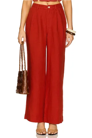 ONIA Pantalones plisados air linen en color rojo talla 12 en - Red. Talla 12 (también en 2, 4, 6).