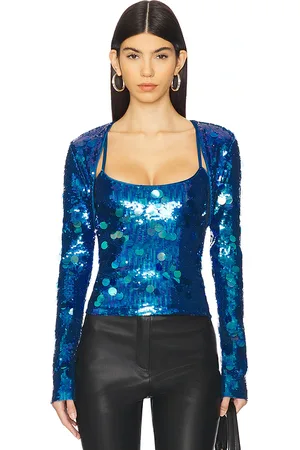 DANIELLE GUIZIO Paillette bolero en color azul talla L/XL en - Blue. Talla L/XL (también en S/M, XXS/XS).