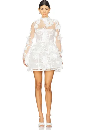 Bronx and Banco Minivestido manga larga anastasia floral en color talla L en - White. Talla L (también en M, XS).