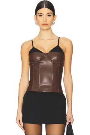 WeWoreWhat Corset faux leather top en color talla 0 en - Brown. Talla 0 (también en 2, 6).