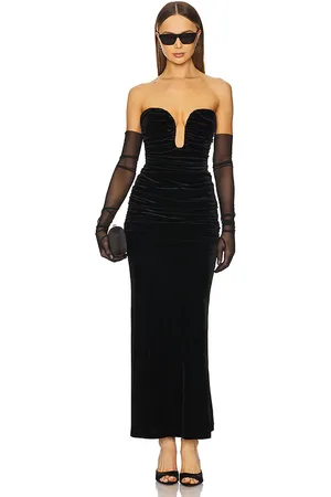 Bardot Vestido maxi de terciopelo elvira en color talla 10 en - Black. Talla 10 (también en 2, 4, 6, 8).