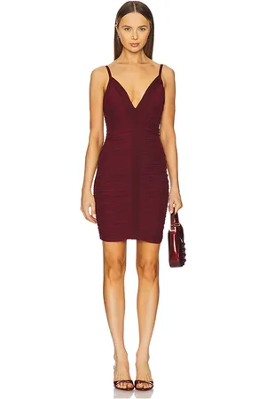 Hervé Léger Minivestido body andrea en color burgundy talla L en - Burgundy. Talla L (también en M, S, XS).