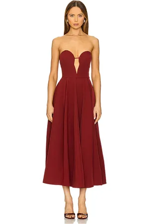 Bardot Vestido midi opal volume en color vino talla 10 en - Wine. Talla 10 (también en 12, 2, 4, 6, 8).