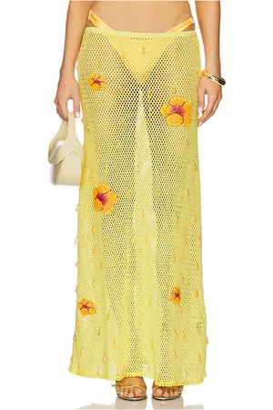 Leslie Amon Falda maxi hibiscus en color talla L en - Yellow. Talla L (también en M, XS).