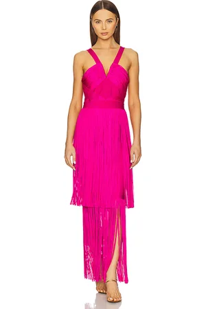 Hervé Léger Maxivestido con capas margaret en color rosado talla L en - Pink. Talla L (también en S, XS).