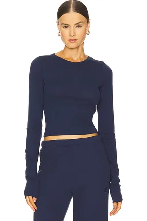 ÉTERNE Long sleeve baby tee en color talla L en - Navy. Talla L (también en XL).