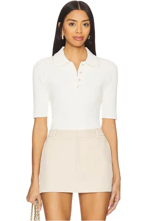 AUTUMN CASHMERE Top de polo de punto en color blanco talla L en - White. Talla L (también en S, XL, XS).
