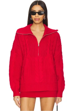 For Love & Lemons Jersey de punto drina henley en color talla L en - Red. Talla L (también en M, S, XL, XS).