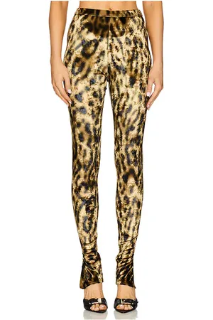 LAPOINTE Leggings con dobladillo dividido en color bronce talla M en - Tan. Talla M (también en S, XS).