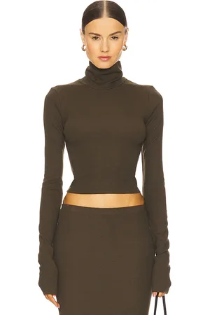 ÉTERNE Cropped fitted turtleneck top en color militar talla L en - Army. Talla L (también en XL, XS).