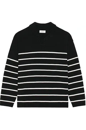 Saturdays NYC Mole yarn stripe skipper knit polo en color talla L en - Black. Talla L (también en M, S, XL/1X).