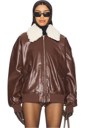 WeWoreWhat Cazadora faux sherpa collar en color chocolate talla L en - Chocolate. Talla L (también en M, S, XL, XS, XXS).