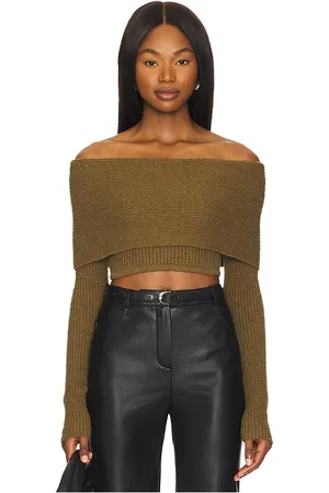 Camila Coelho Elan off shoulder top en color verde oliva talla L en - Olive. Talla L (también en M, S, XL, XS, XXS).