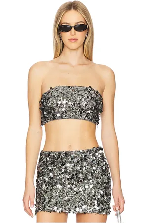 superdown Adalaide tube top en color plateado metálico talla L en - Metallic Silver. Talla L (también en M, S, XS, XXS).