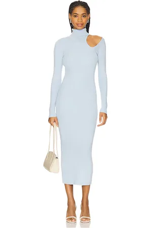 Bardot Vestido de punto asimétrico olesa en color bebe azul talla L en - Baby Blue. Talla L (también en M, S, XS).