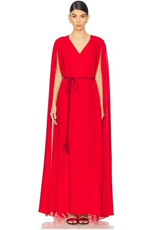 ALICE+OLIVIA Vestido largo con capa zenaida en color rojo talla 0 en - Red. Talla 0 (también en 2, 4, 6, 8).