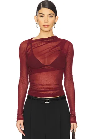 ENZA COSTA Manga larga transparente en color burgundy talla L en - Burgundy. Talla L (también en M, S, XL, XS).