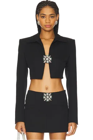 AREA Chaqueta recortada crystal brooch en color talla 2 en - Black. Talla 2 (también en 6).