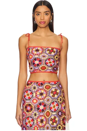 Agua Bendita Top corto vicky en color rojo ladrillo talla L en - Brick. Talla L (también en M, XL, XXL).