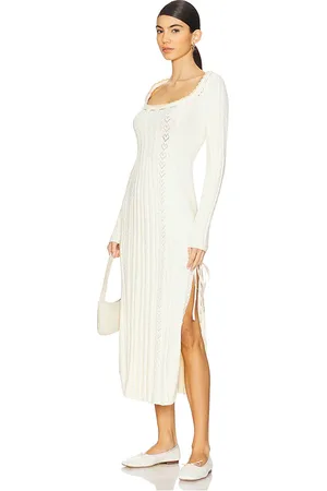Free People Vestido midi heart of gold en color blanco talla L en - White. Talla L (también en M, S, XL, XS).