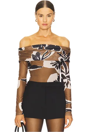 Cleobella Penelope top en color café, negro talla L en - Brown,Black. Talla L (también en S, XS).