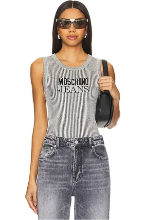 Moschino Camiseta tirantes gráfica en color plateado metálico talla S en - Metallic Silver. Talla S (también en XS).