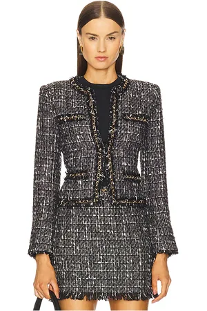 Generation Love Blazer de tweed con cadena serena en color gris talla L en - Grey. Talla L (también en S).