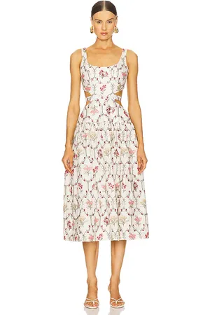 Agua by Agua Bendita Vestido midi totumo en color ivory,red talla S en - Ivory,Red. Talla S (también en XS).