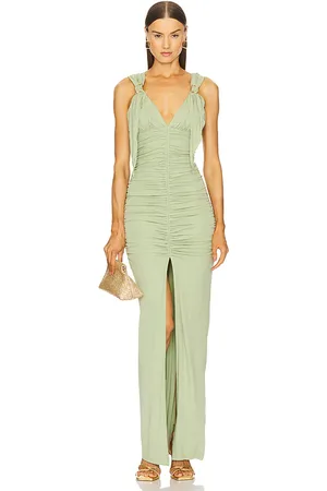 Cult Gaia Vestido largo charlene en color verde oliva talla 4 en - Olive. Talla 4 (también en 6).