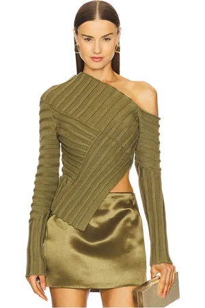 Cult Gaia Jaidan knit top en color verde oliva talla L en - Olive. Talla L (también en M, S).