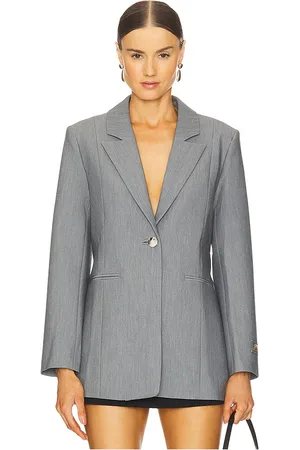 Ganni Future melange twill suiting blazer en color gris talla 32 en - Grey. Talla 32 (también en 36).